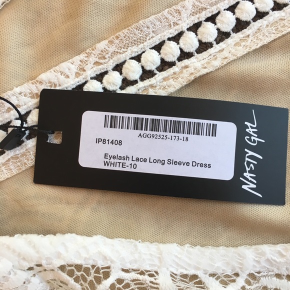 Nasty Gal NWT Eyelash Lace Long Sleeve Dress US 6 - Picture 6 of 7